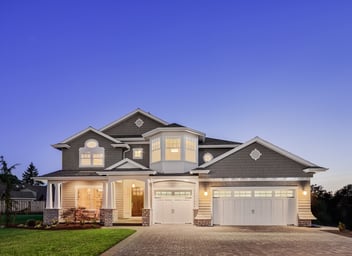 Beautiful Exterior of New Luxury Home at Twilight