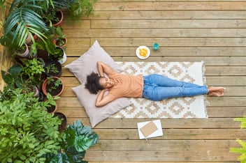 Portrait of woman relaxing in the garden