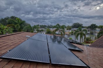 Solar Panels Cloudy Sky