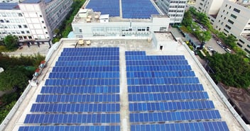 solar panels on roof of building