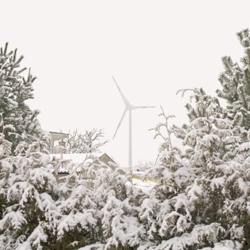 Wind turbine in winter