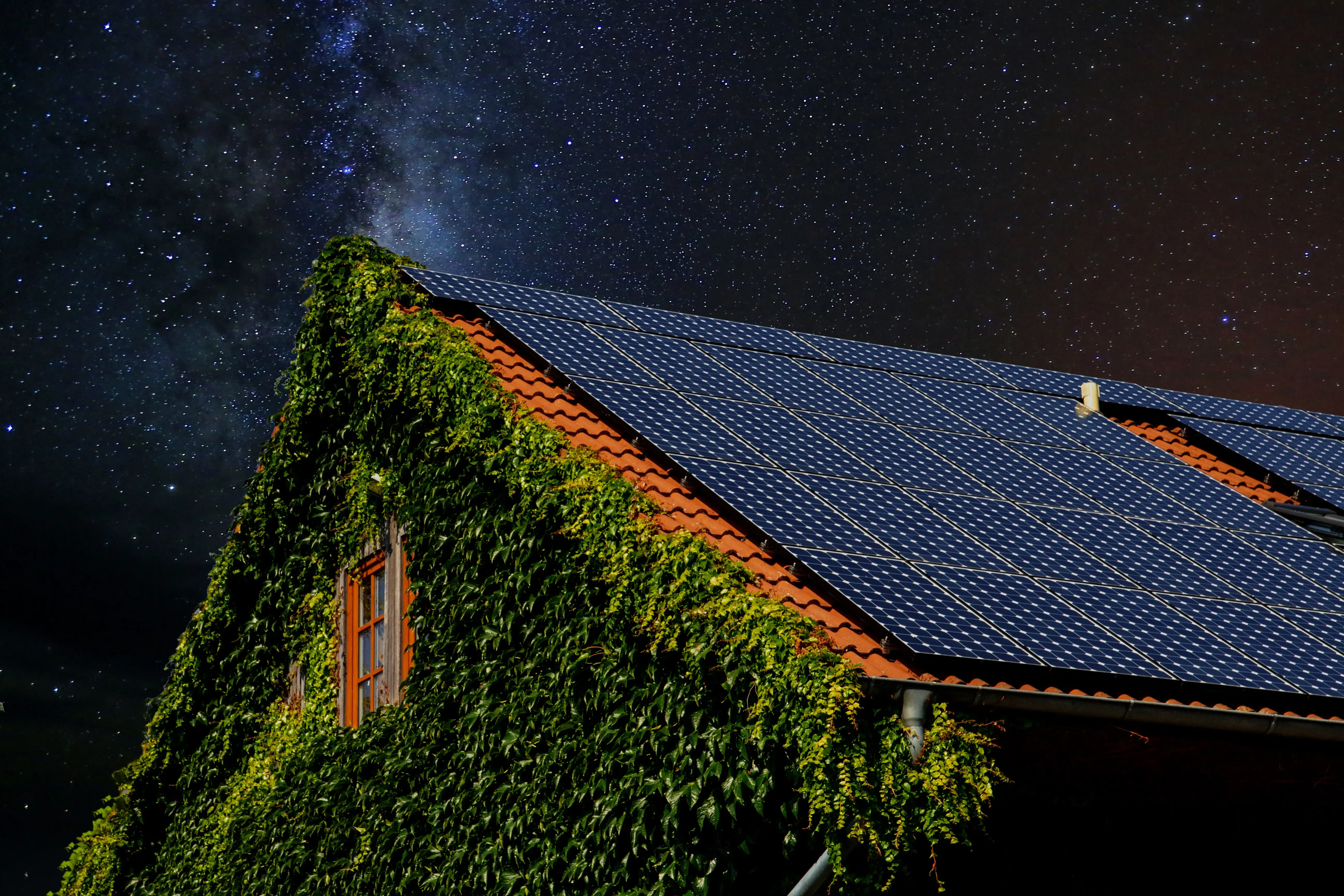 house roof with solar panels